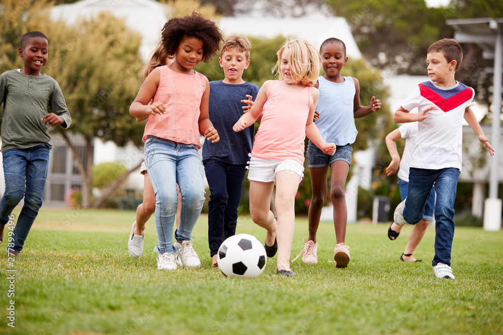 children playing football