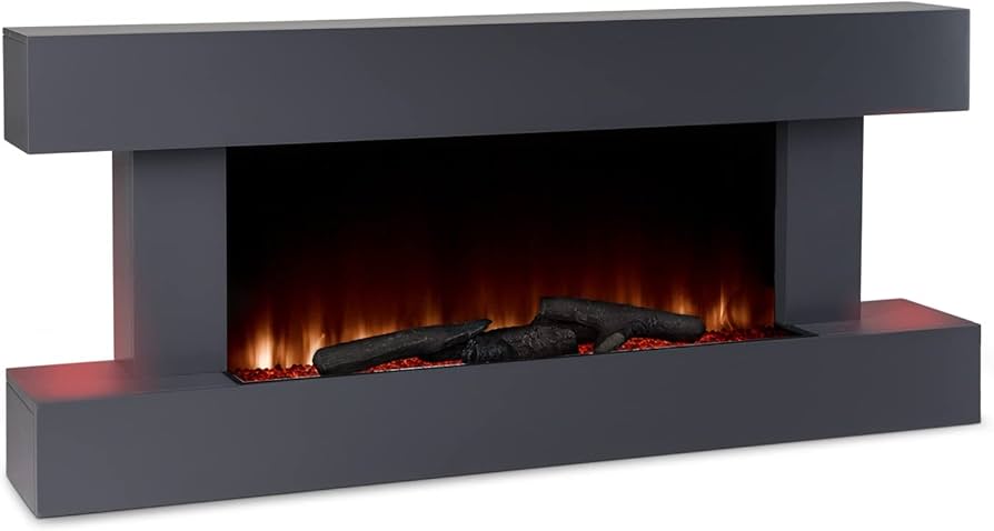 Klarstein Studio Light &amp; Fire Electric Fireplace with 1000/2000 W Power,  Electric Fireplace with LED Flames, Timer, Thermostat, MDF Housing, Remote  ...