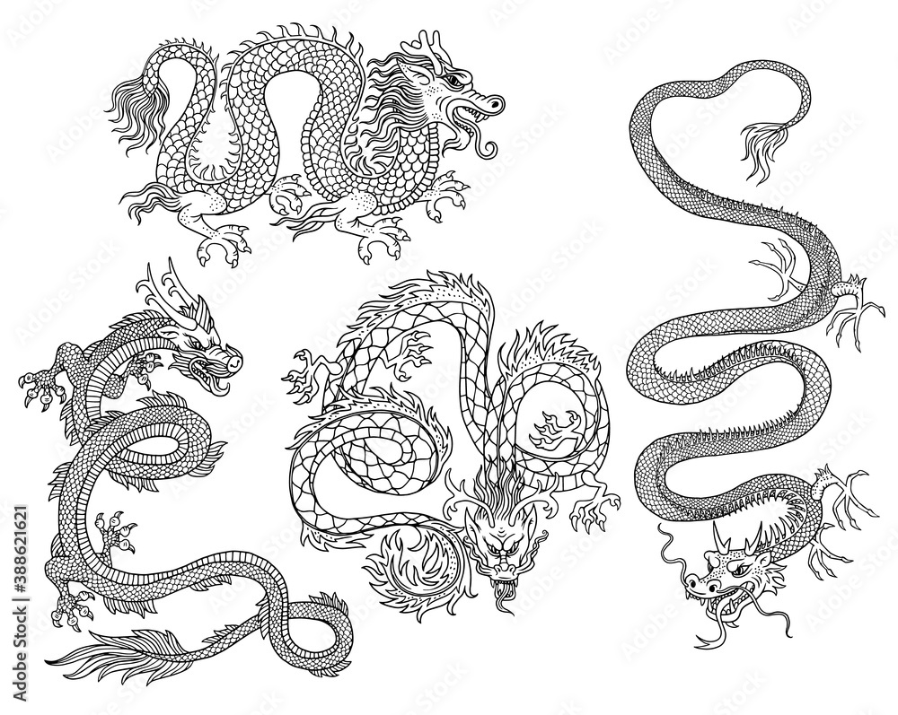 chinese dragon outline