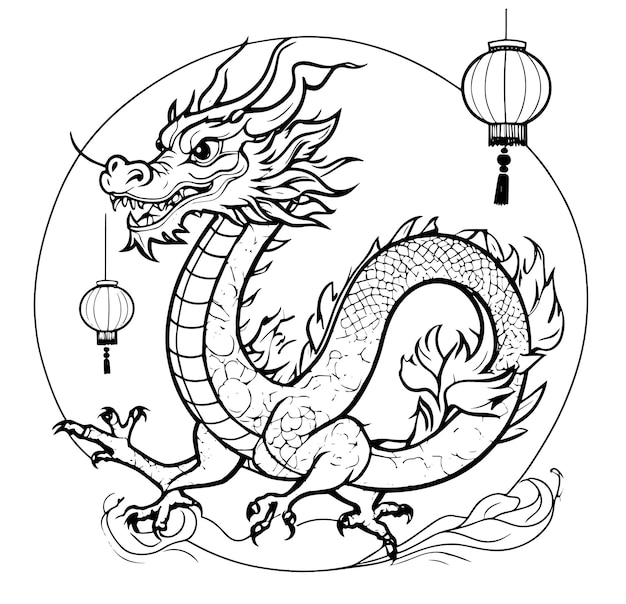chinese dragon outline