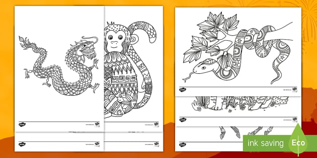 chinese zodiac coloring pages