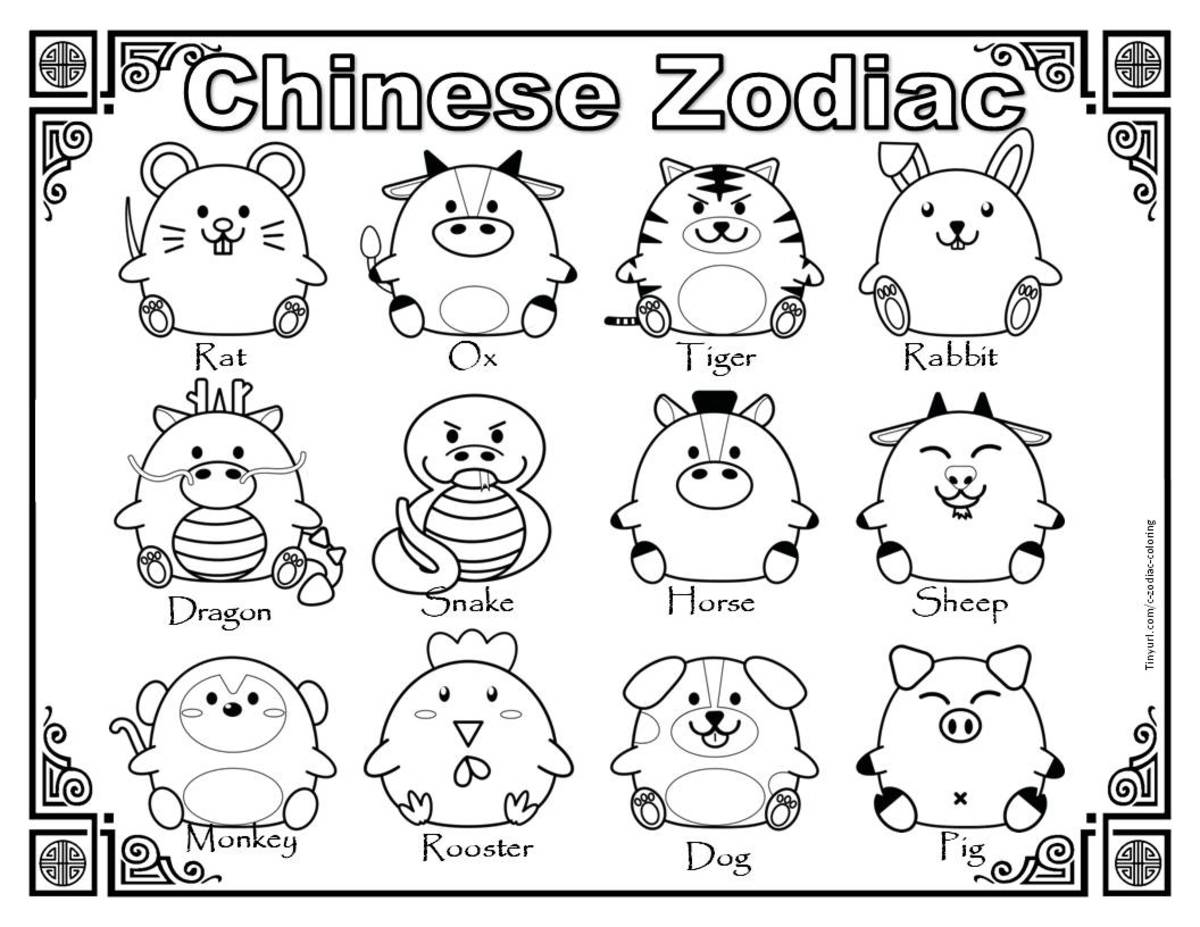 chinese zodiac coloring pages