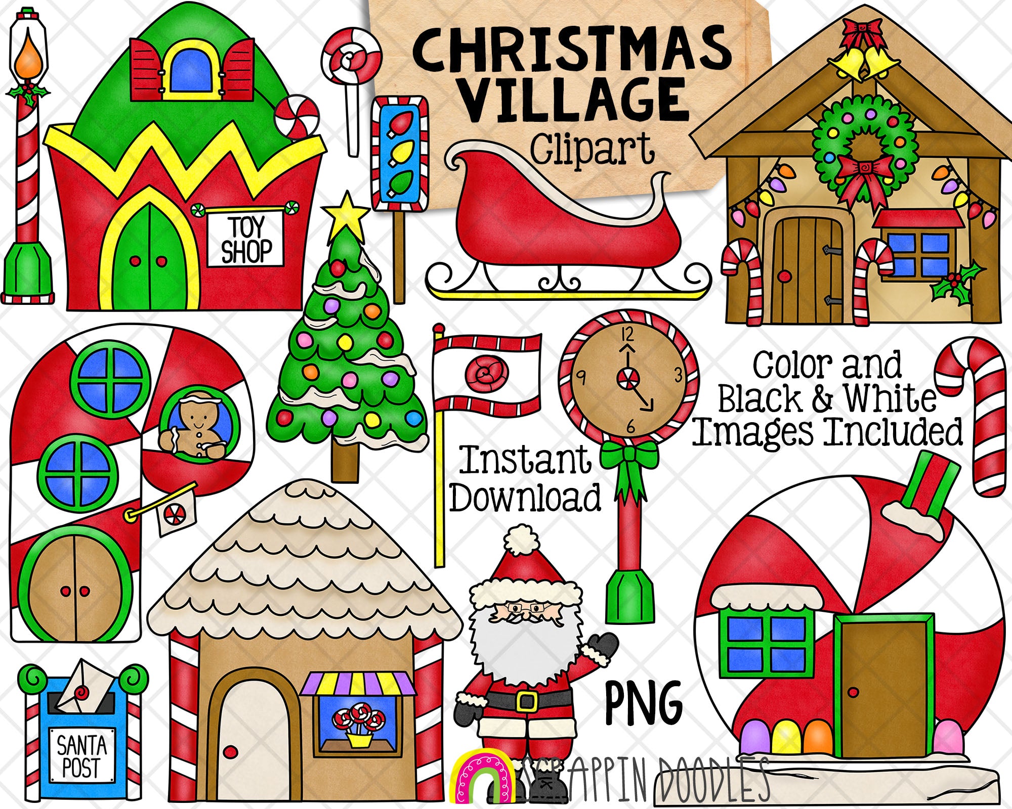 chirstmas village cliparts