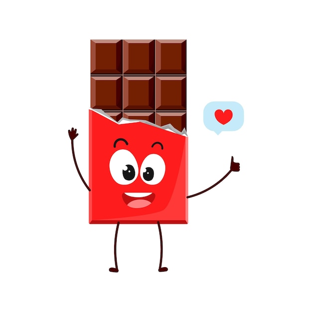 Premium Vector | Cute cartoon chocolate bar with emotion