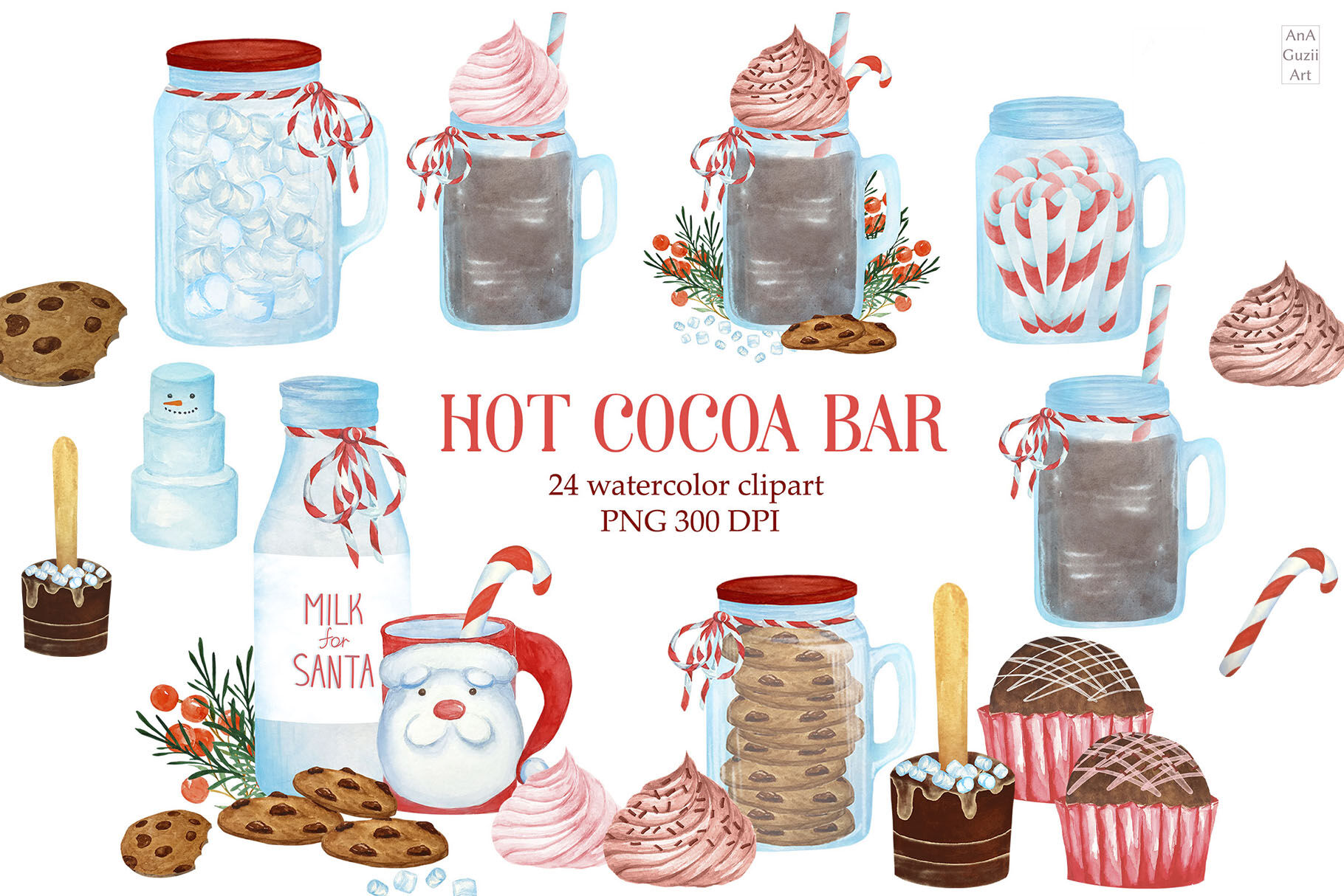 Christmas Hot Cocoa Bar Clipart By AnaGuziiArt | TheHungryJPEG