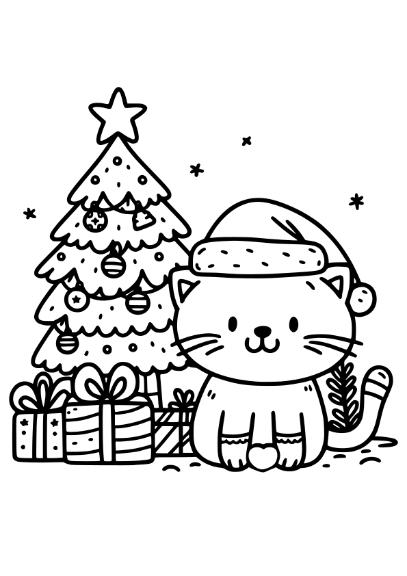 christmas cat coloring pages