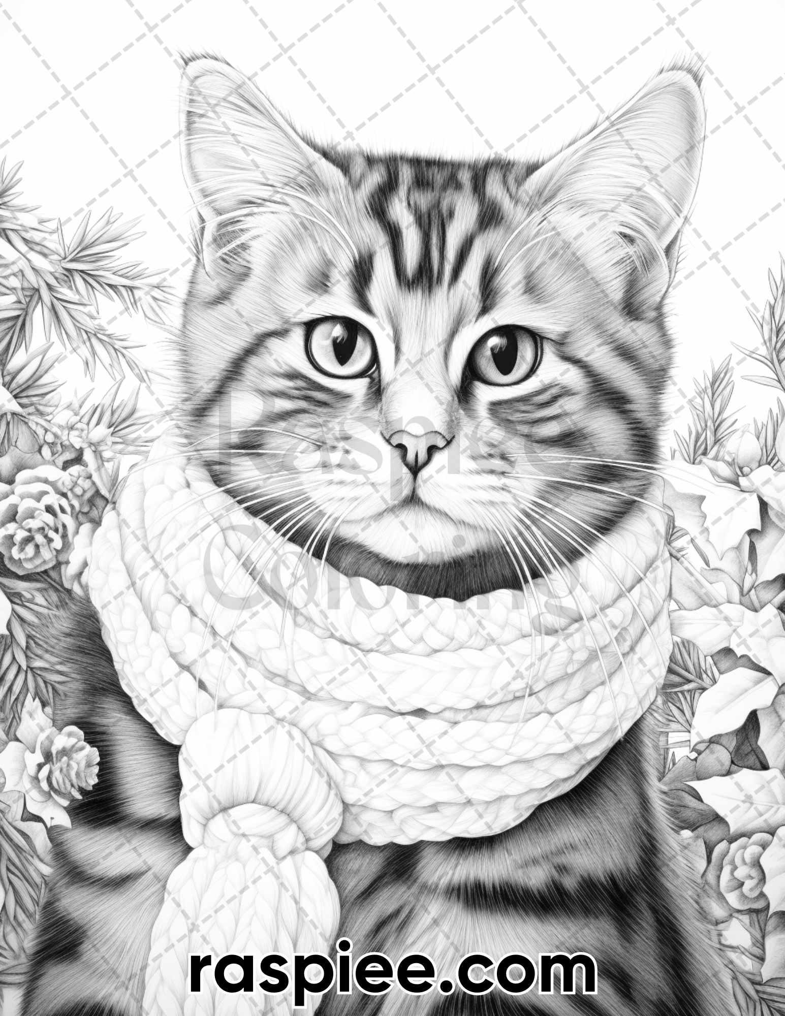 christmas cat coloring pages