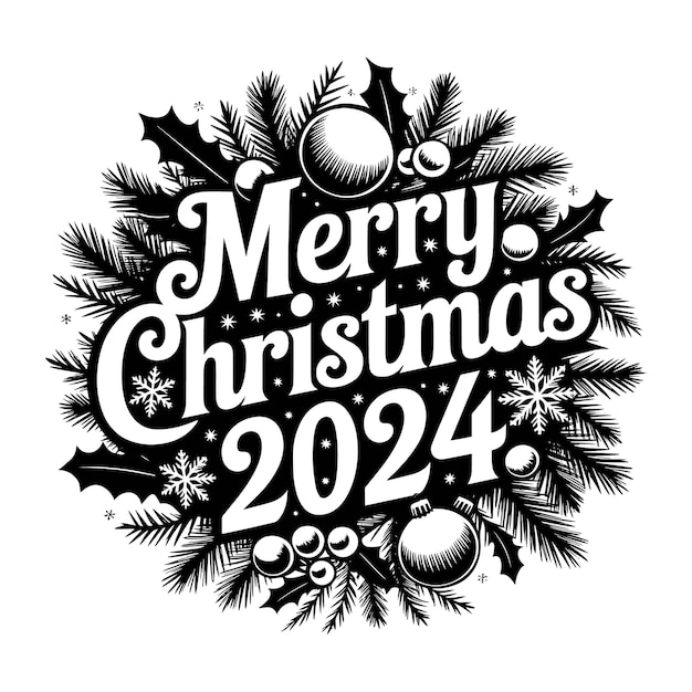 christmas clip art black and white 2024