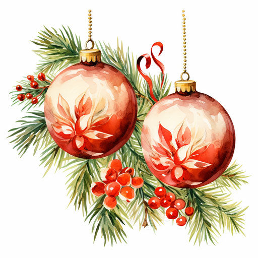 Christmas Decorations Clipart in Oil Painting Style: 4K &amp; SVG