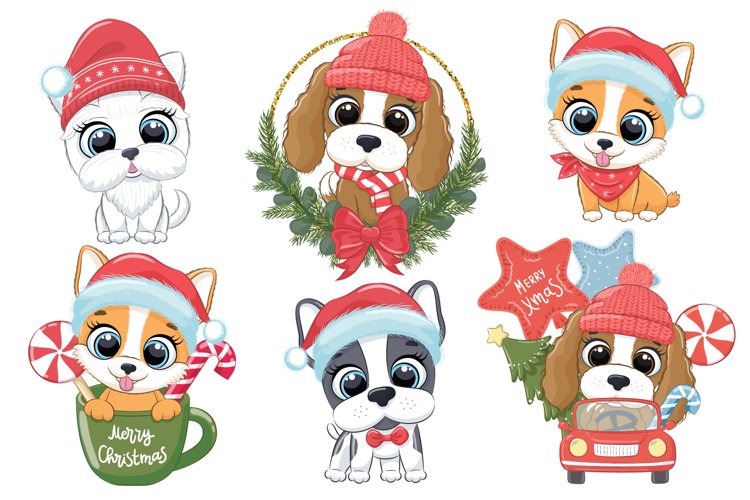christmas dogs cliparts