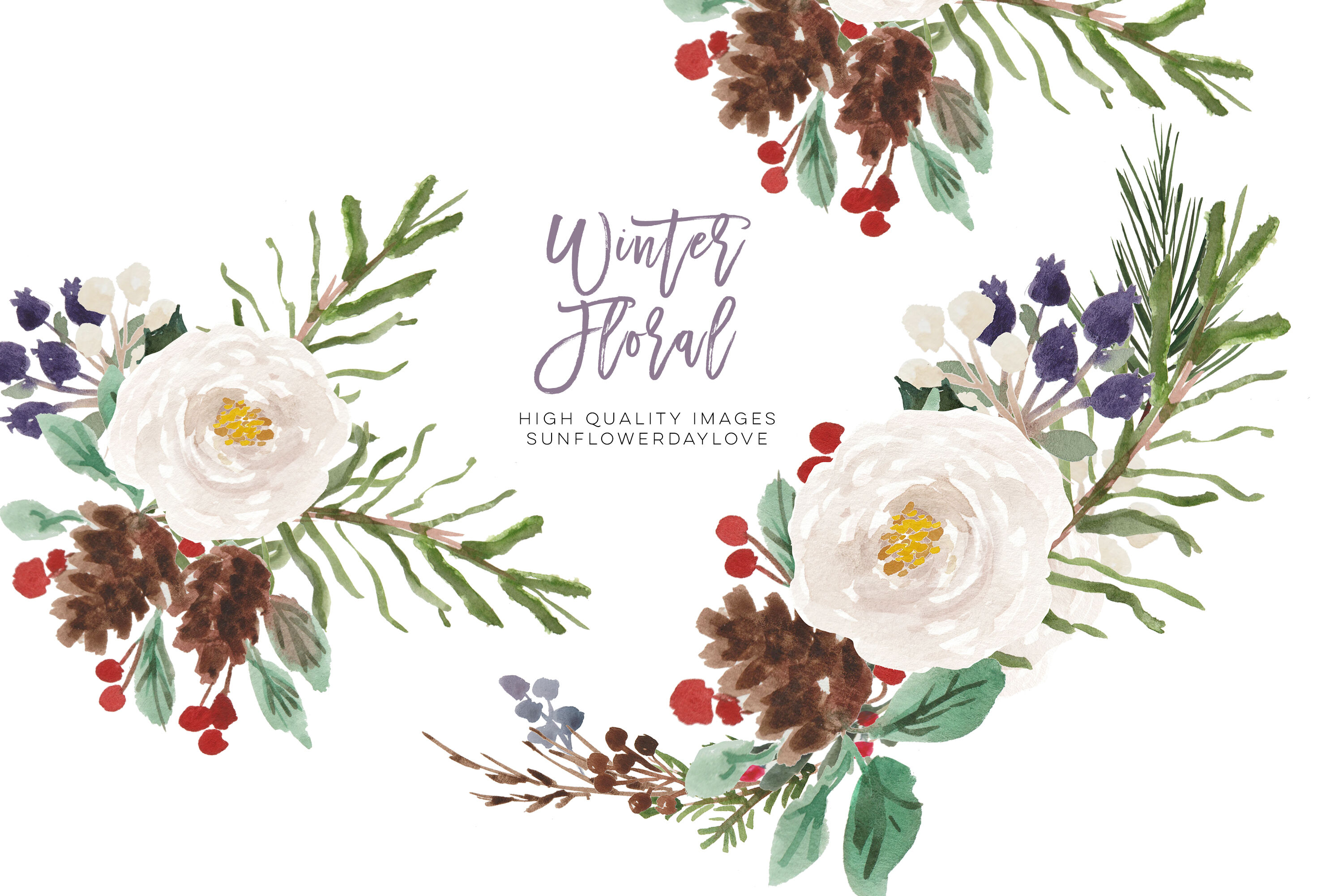 christmas flowers clipart
