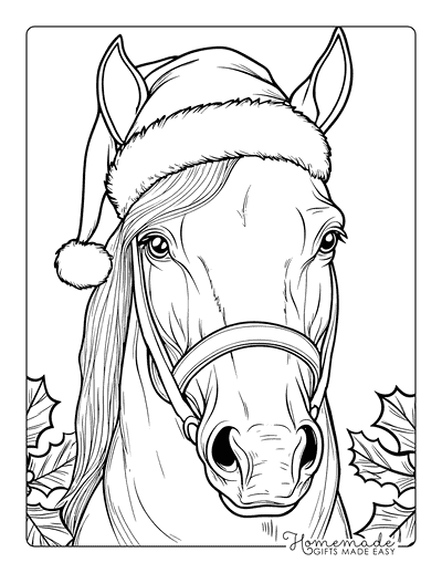 Horse Christmas Coloring Pages