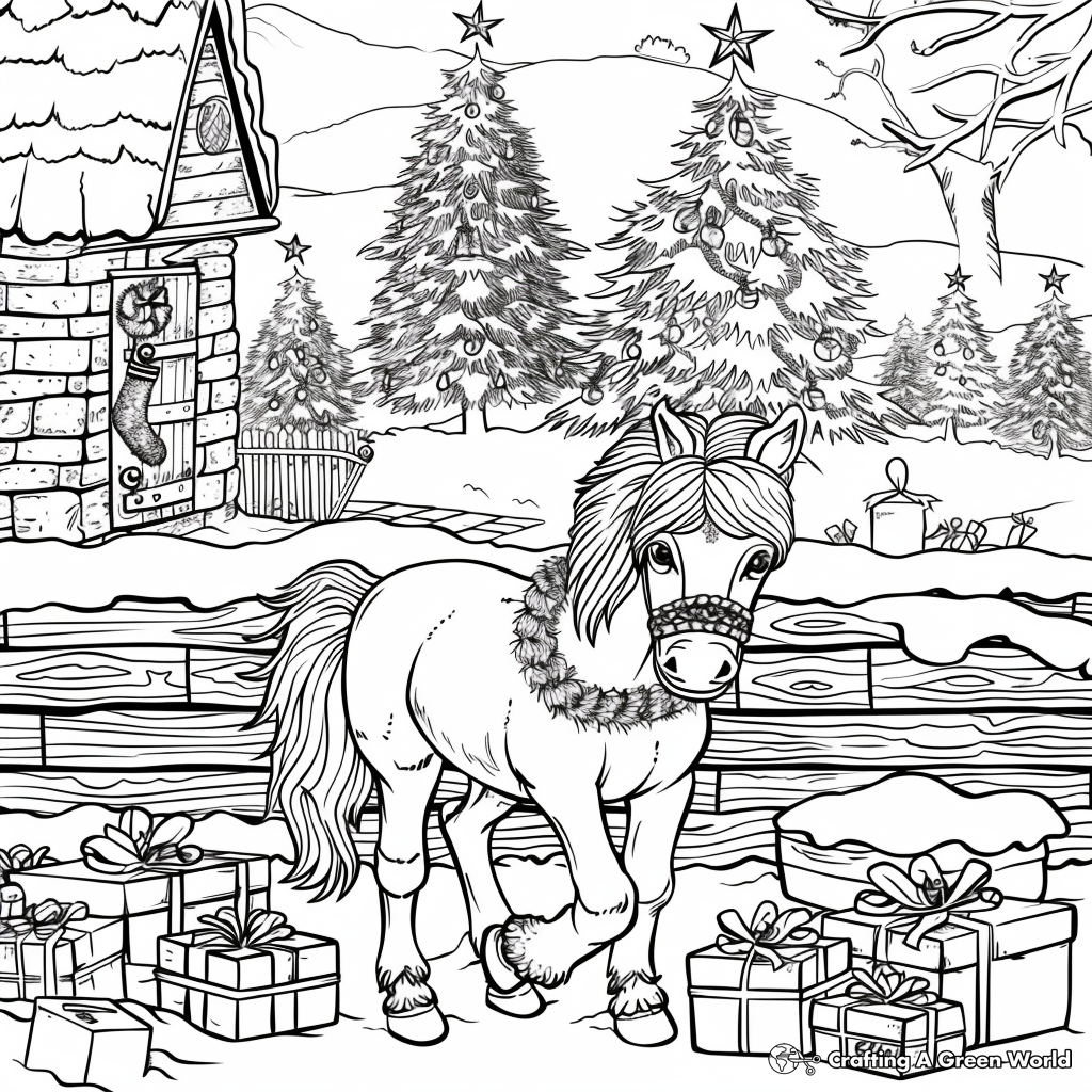 Free Christmas Horse Coloring Pages, Download Free Christmas Horse
