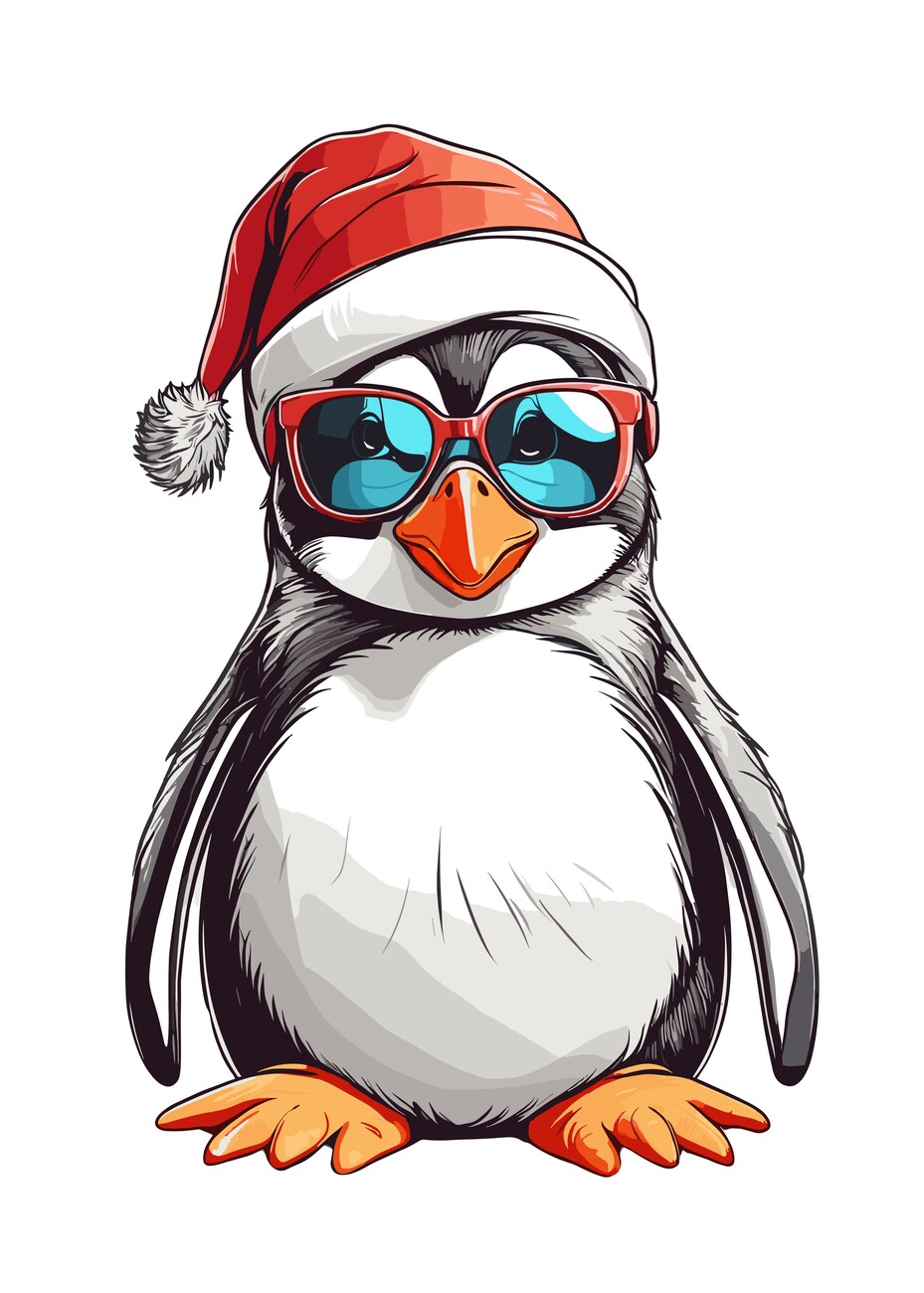 Kunstdruck Christmas Penguin | Poster, Wandbilder und Tapeten ...