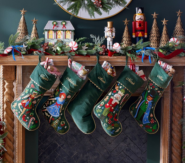 Rifle Paper Co. Nutcracker Embroidered Velvet Christmas Stocking ...