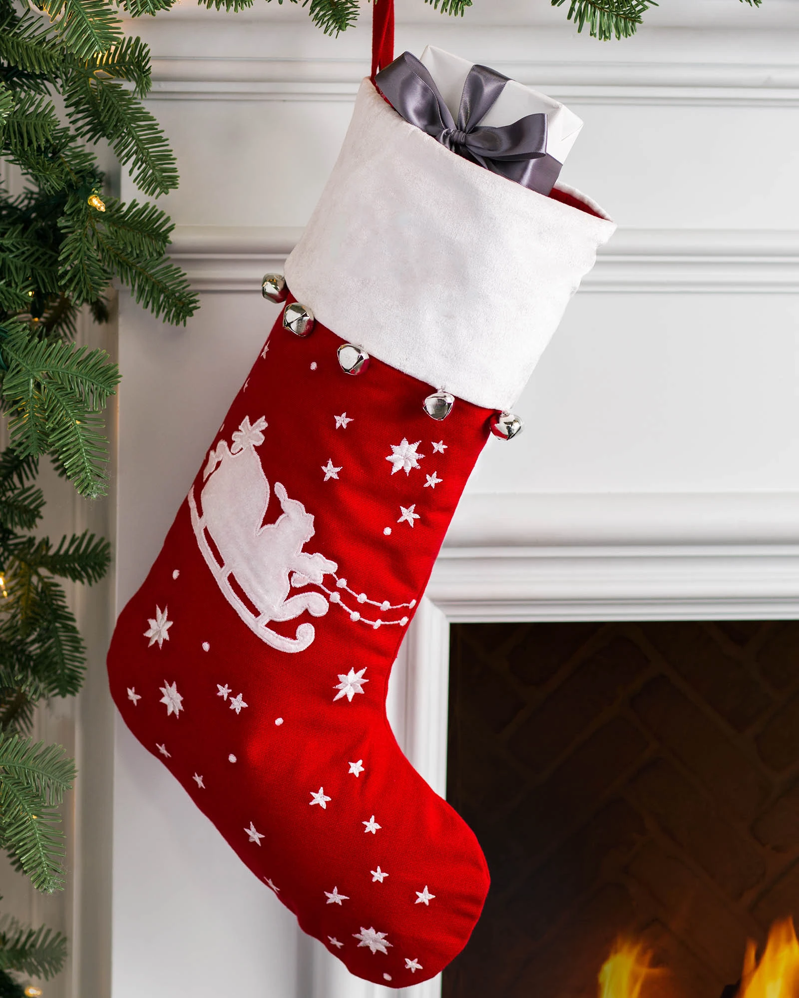 Santa Sleigh Christmas Stocking | Balsam Hill