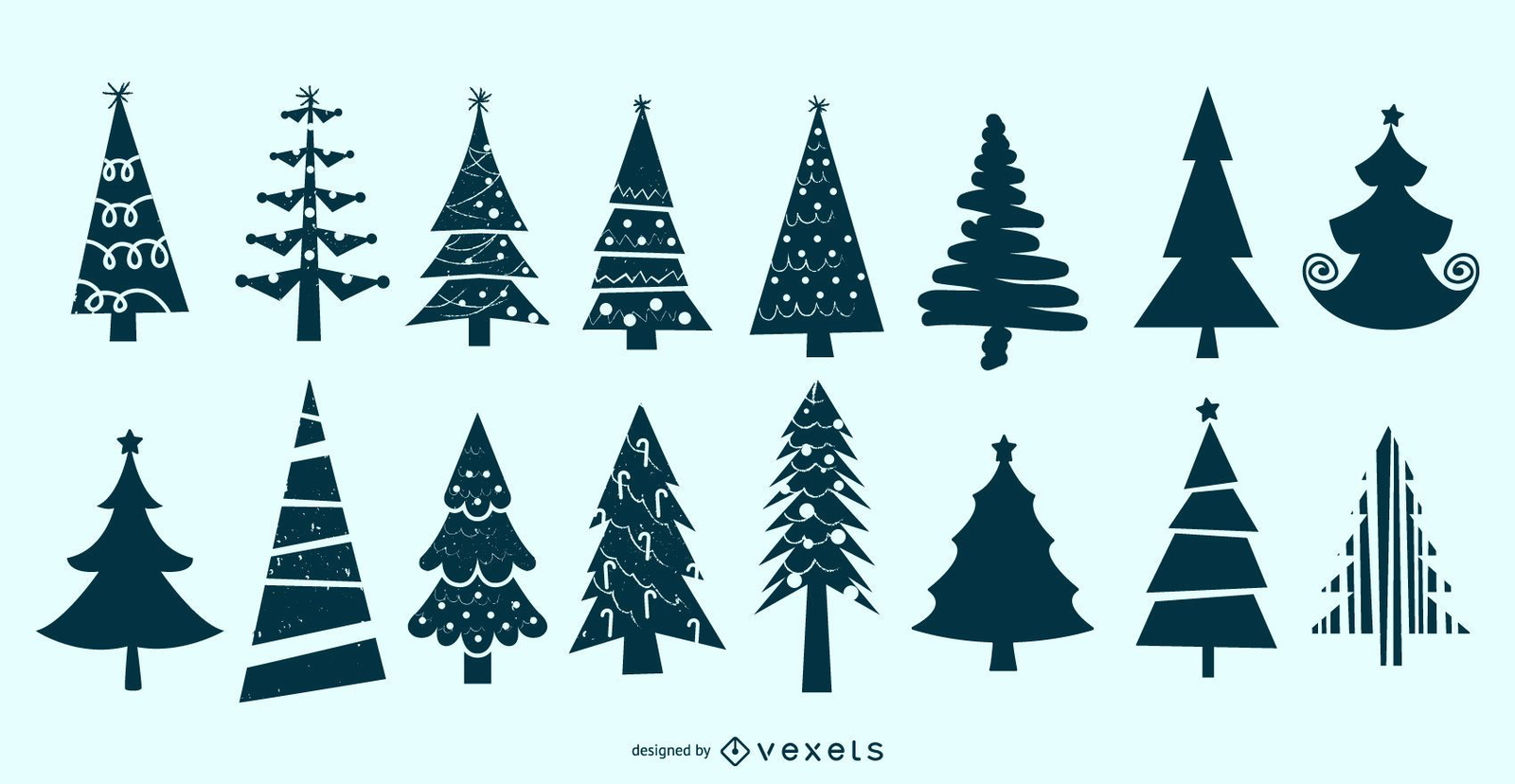 Christmas Tree Silhouette Vector Set Vector Download