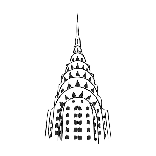 Premium Vector | Chrysler building and skyscrapers hand drawn ...