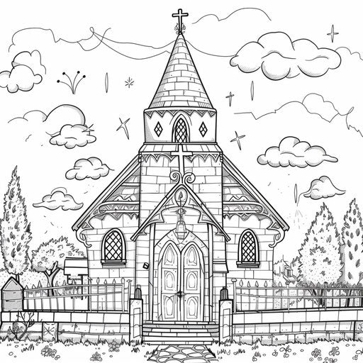 church coloring page