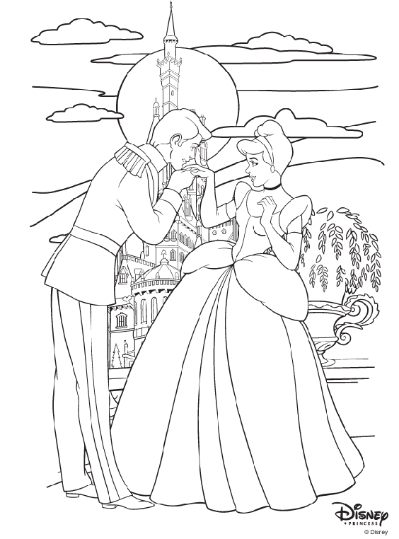 cinderella and prince charming coloring pages
