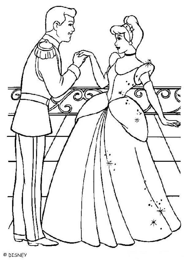 cinderella and prince charming coloring pages