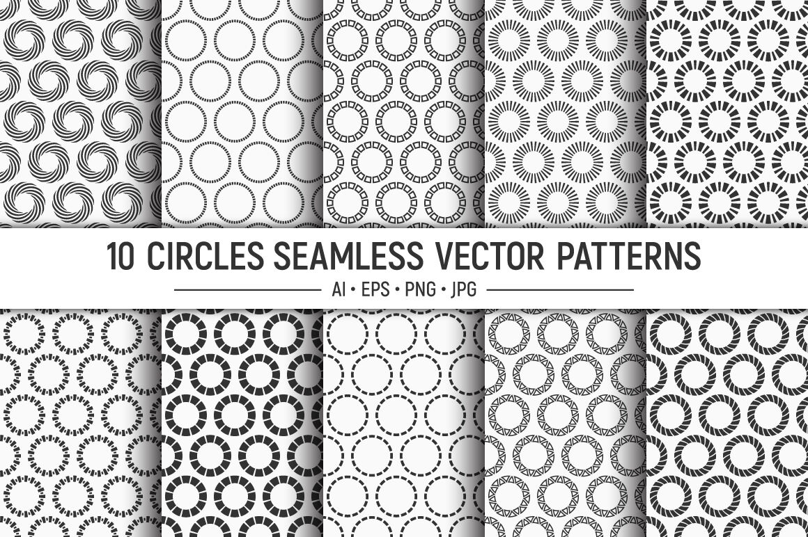 10 circless seamless geometric vector patterns By AVK Studio ...