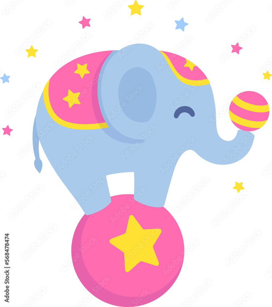 Poster, Wandbilder Cute cartoon circus elephant illustration, 35.4x40 cm