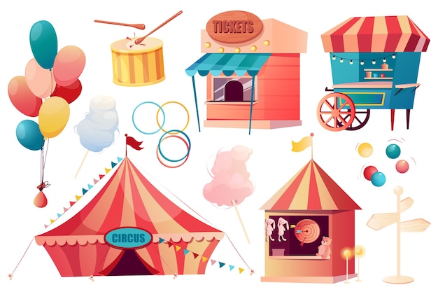 Premium Vector | Circus set graphic elements in flat design Bundle ...