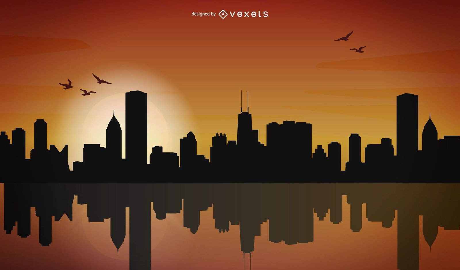 City Skyline Silhouette Design Vector Download