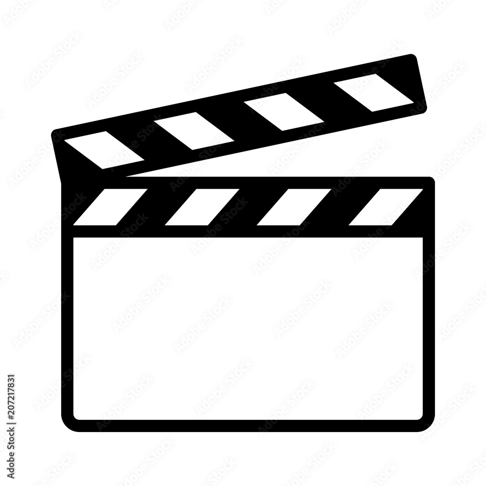 Poster, Wandbilder Movie clapperboard or film clapboard line art vector  icon for video apps and web, 40x40 cm