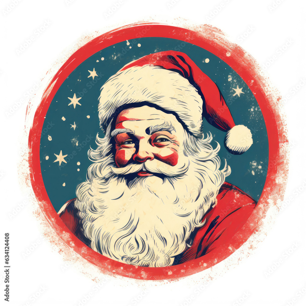 Poster, Wandbilder Classic Retro Santa Outline, 40x40 cm