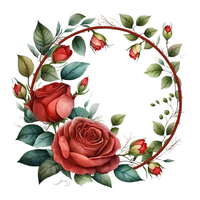 Antique Images: Free Red Rose Wreath Design Clipart PNG Download