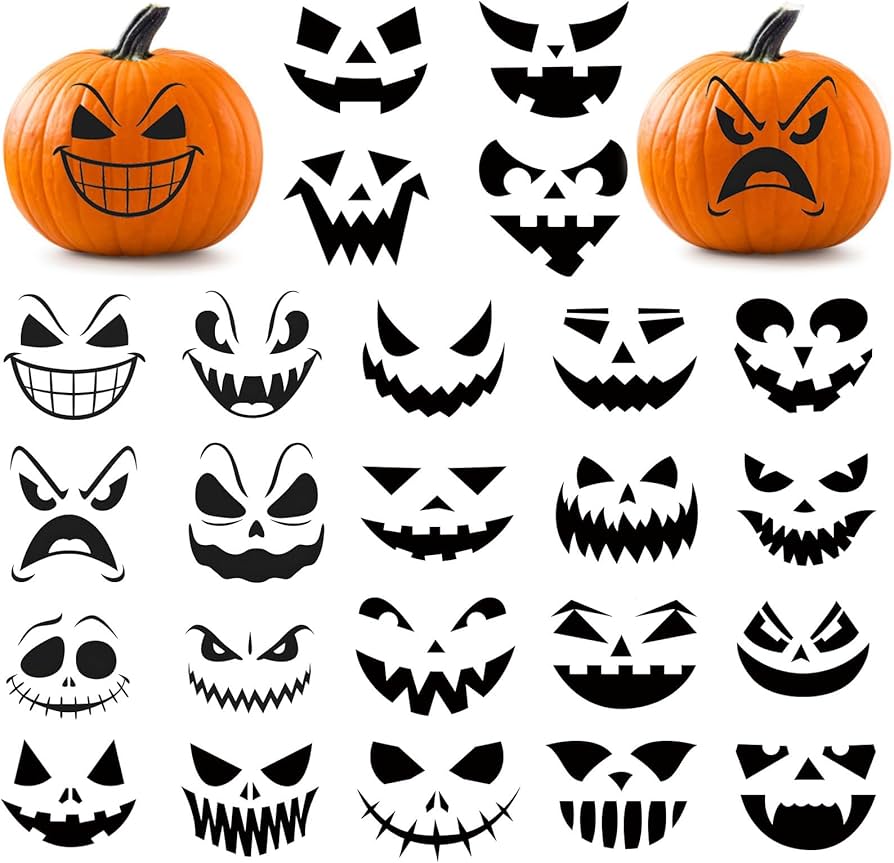 24 Pcs Pumpkin Stickers Halloween Pumpkin Faces Decorating Stickers