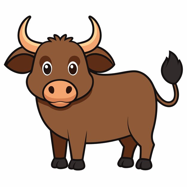 Buffalo Simple Vector Illustration Buffalo Cartoon Clipart Animal Clip Simple Buffalos 1