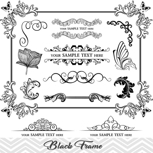 Black Frame Border Clip Art, Flourish Swirl Frame Clipart ...