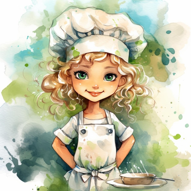 A Delightful Culinary Whiz Charming Clipart of a Blonde Little ...