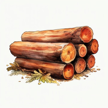 Beautiful Logs of wood watercolor clipart illustration | Premium ...