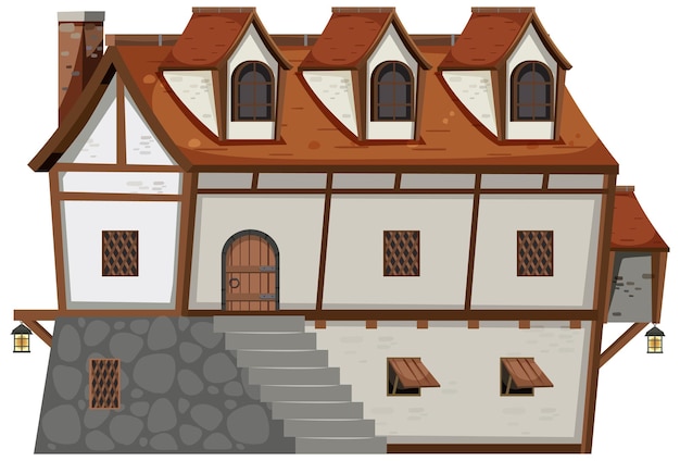 Premium Vector | Ancient medieval manor house on white background