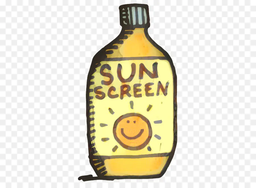 Sunscreen - Sunscreen Bottle with Sun Illustration - CleanPNG ...