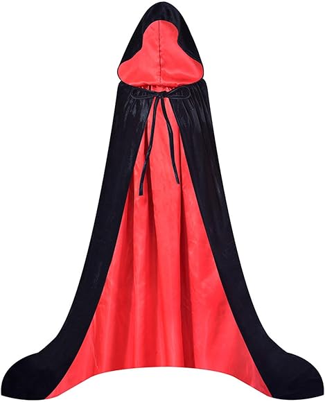 Black Hooded Cloak for Men Women Halloween Velvet Reversible Cloaks and  Capes
