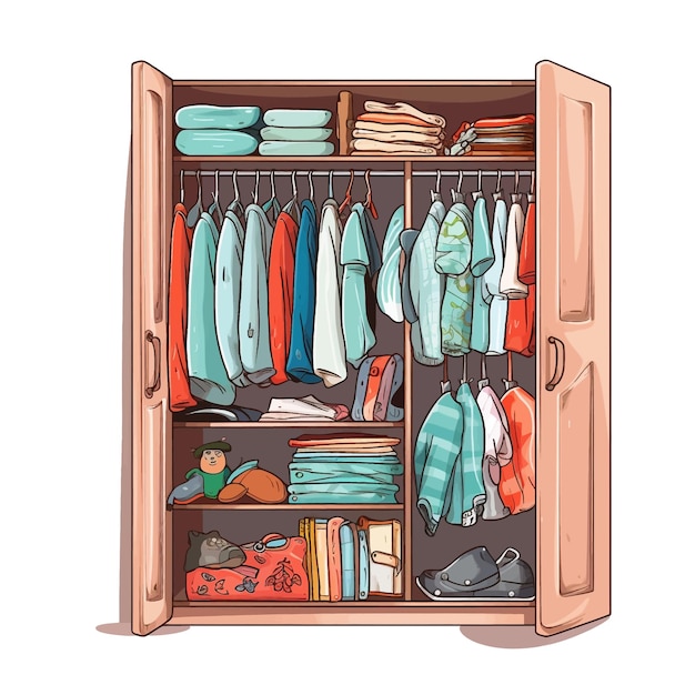 Closet room vector clipart white background | Premium AI-generated ...