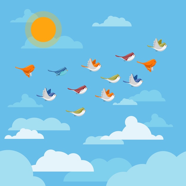 cloud birds cliparts 2024