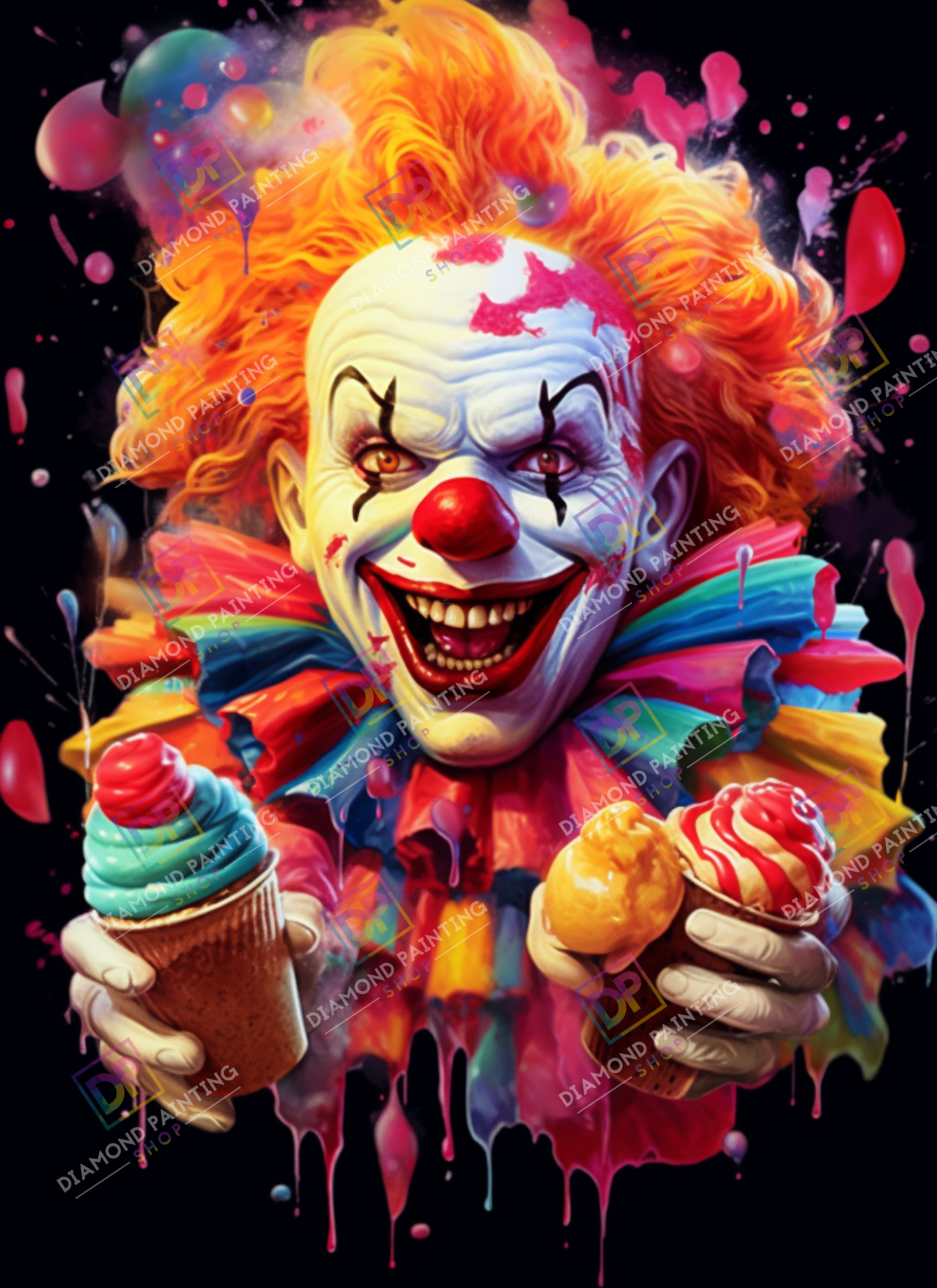 Halloween | Horror Clown mit AB Farben - 40x55cm / Eckige Steine
