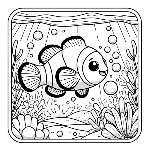 Underwater Clownfish Coloring Page- 4 Free Printable Pages