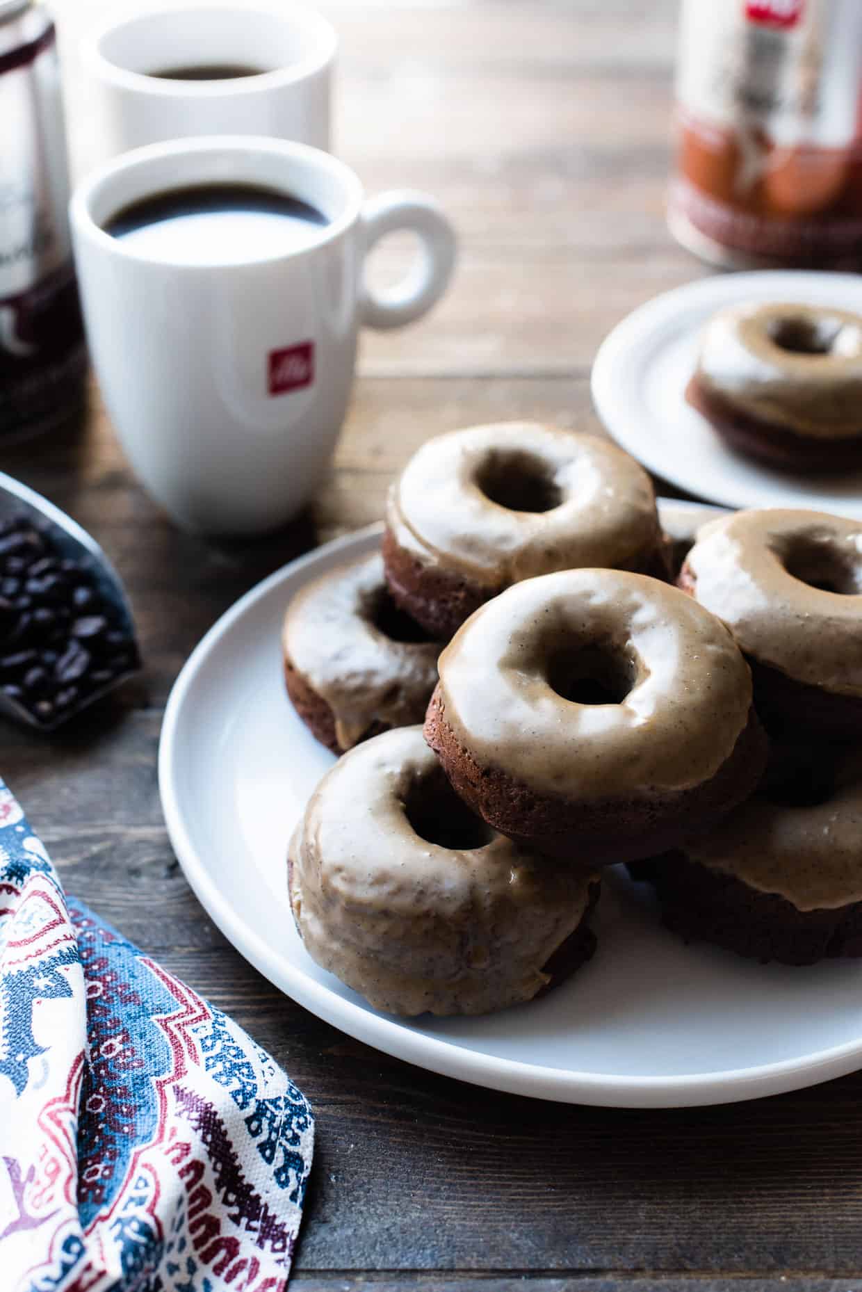 Coffee-Glazed Baked Chocolate Doughnuts