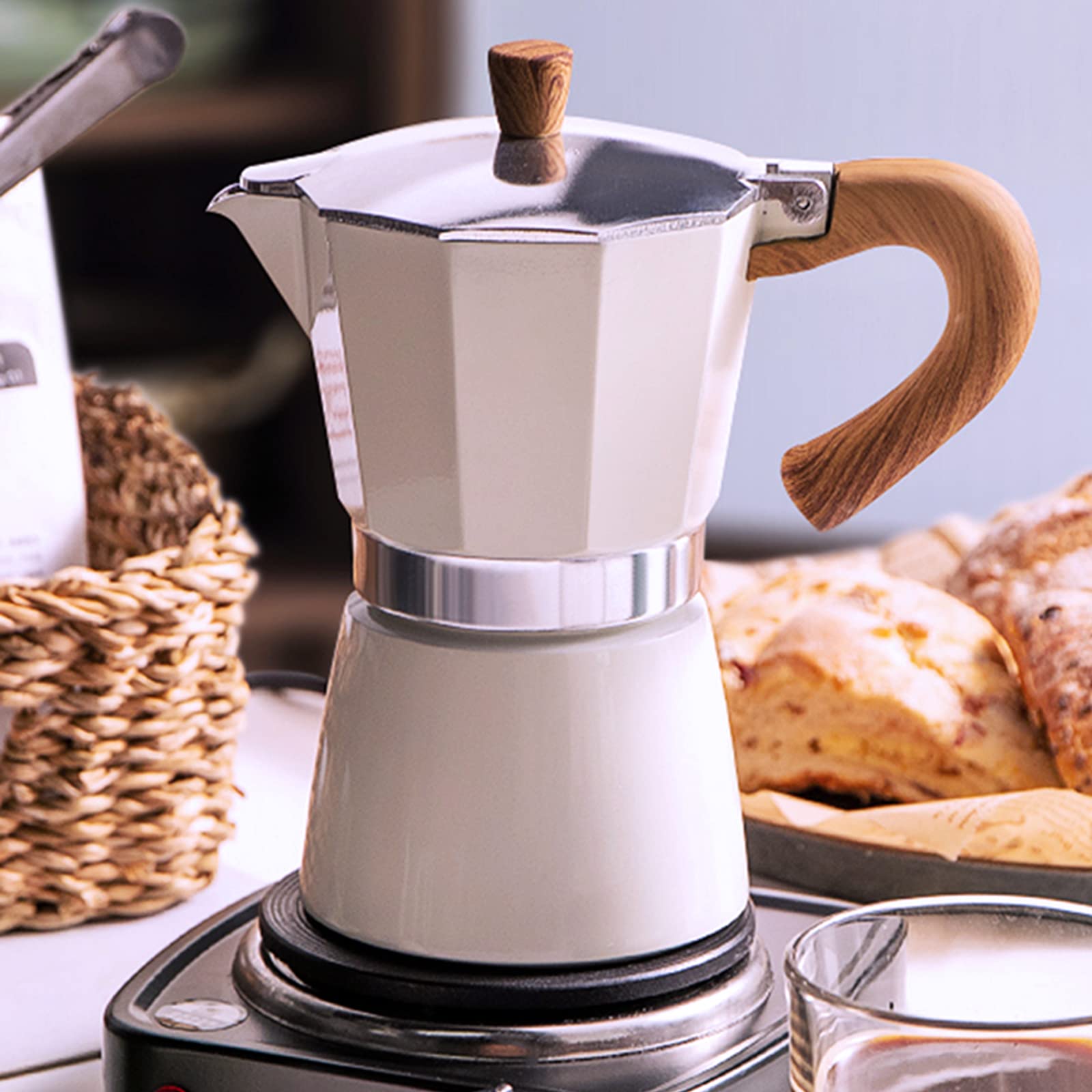 Coffee Pot, Moka Pot Italian Coffee Maker, 6 Cups/10 oz Hob, Espresso Maker  for Gas or Electric Ceramic Hob, Camping, Manual, Cuban Coffee Percolator  ...