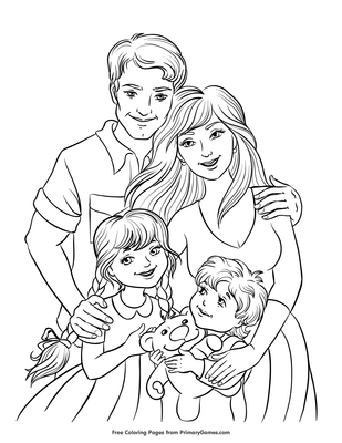 coloring page of a family