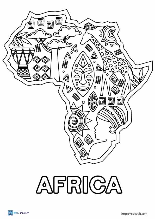 coloring page of africa