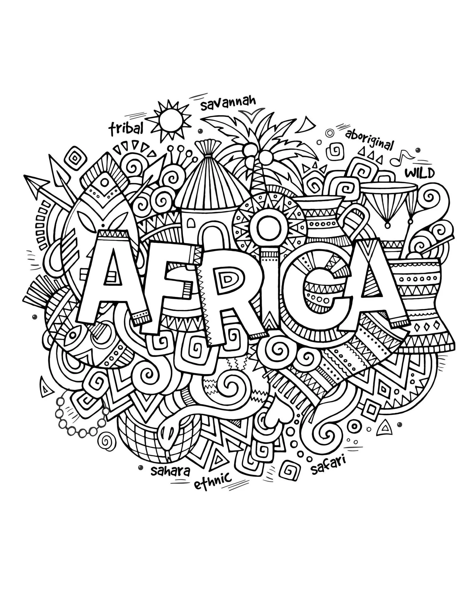 coloring page of africa