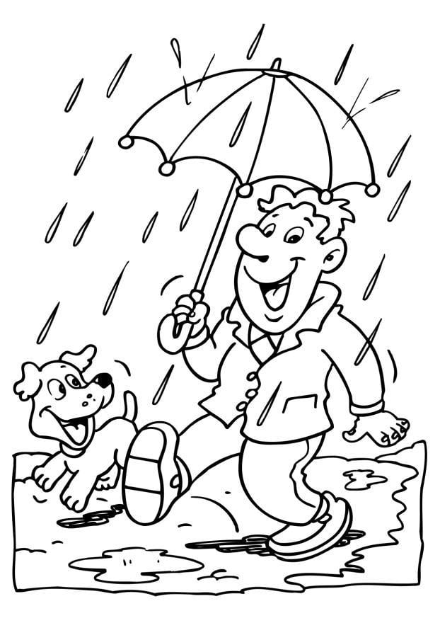 coloring page rain